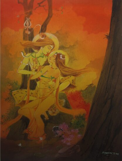 shiv Parvati love painting