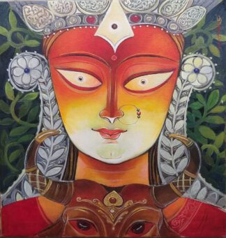 Devi Durga face painting by Swapan Das